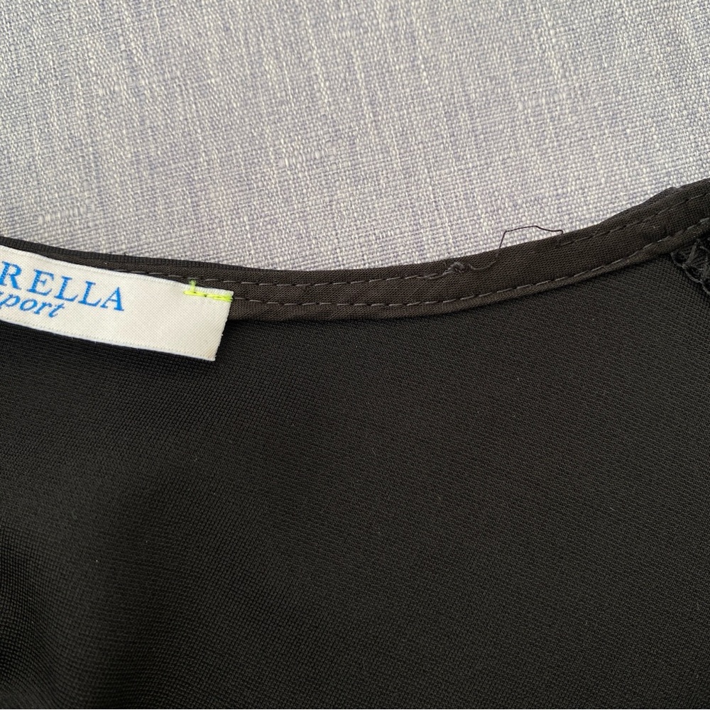 MARELLA | Black Short Sleeve Midi Dress with Mesh Accents - Picture 14 of 15
